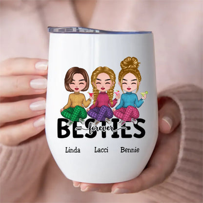 Besties - Besties Forever - Personalized Wine Tumbler - Makezbright Gifts