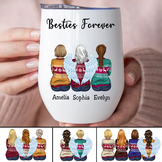 Besties - Besties Forever - Personalized Wine Tumbler (NV) - Makezbright Gifts