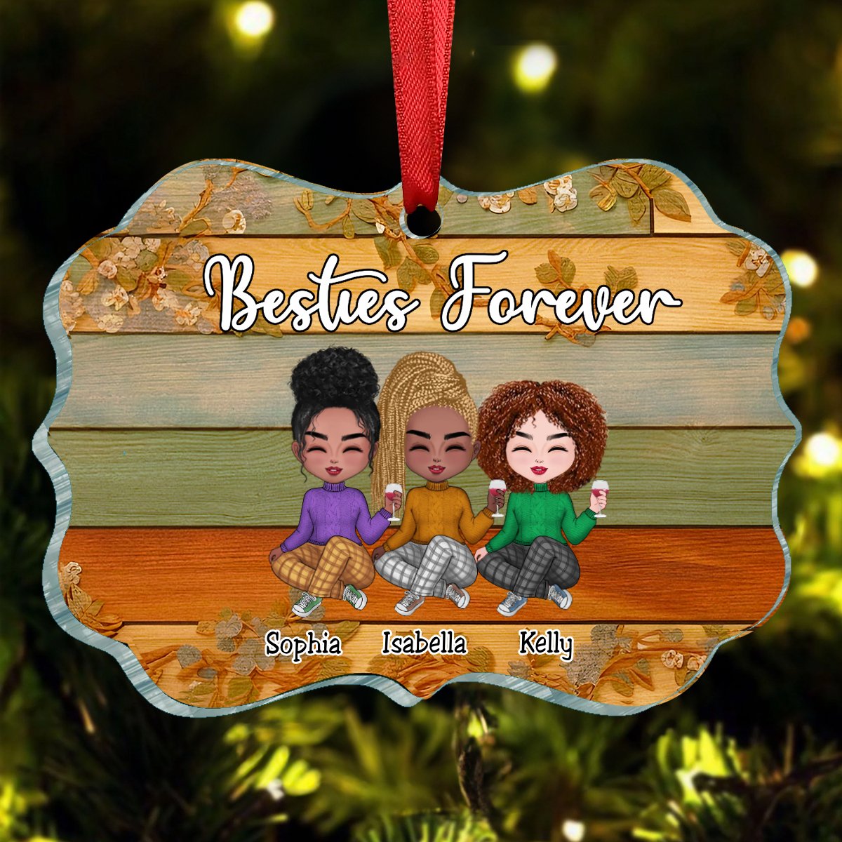 Besties - Besties Forever Ver 1 - Personalized Ornament (VT) - Makezbright Gifts