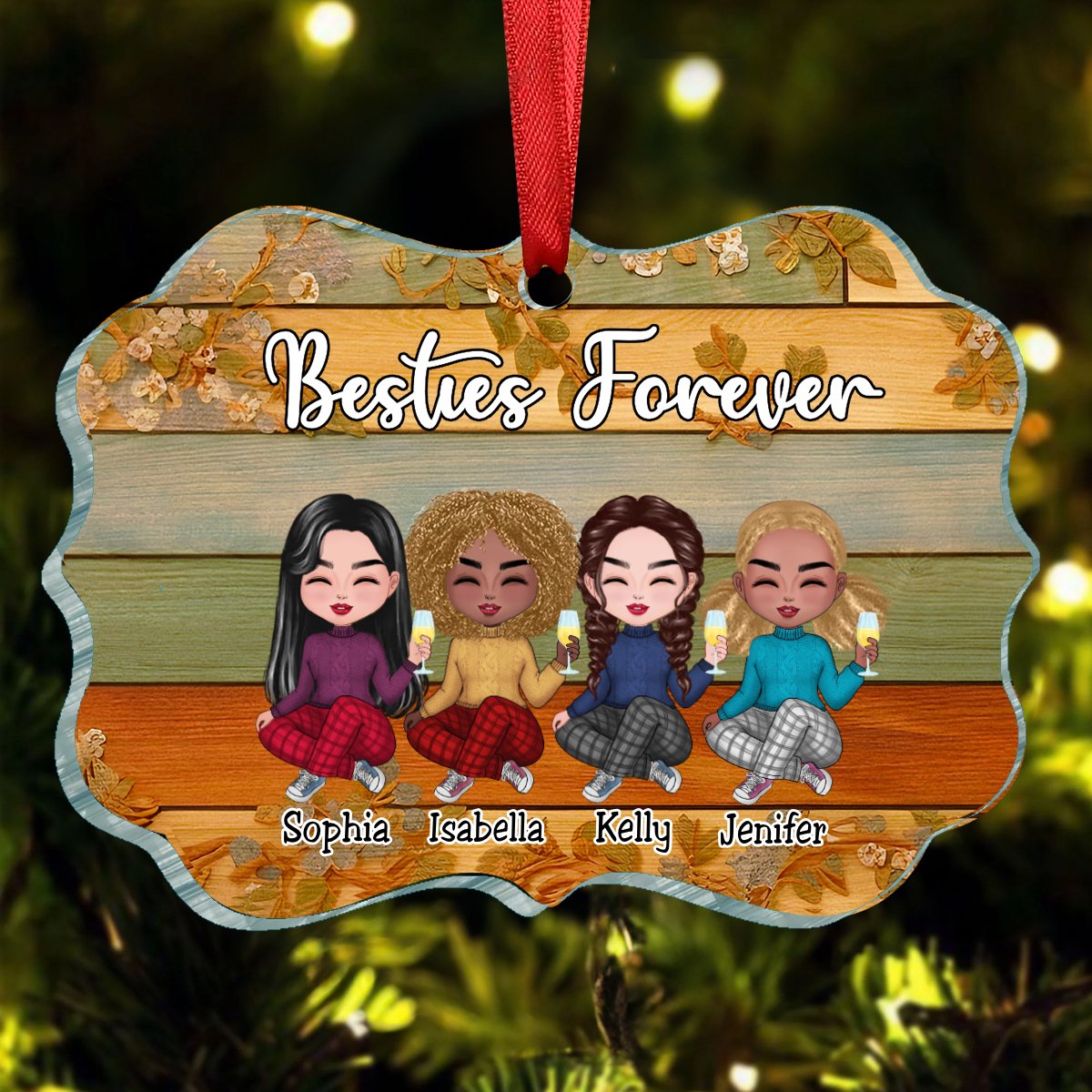 Besties - Besties Forever Ver 1 - Personalized Ornament (VT) - Makezbright Gifts