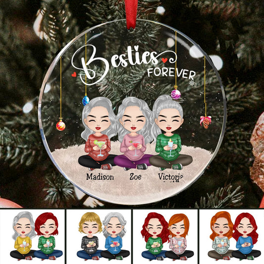 Besties - Besties Forever Ver 2 - Personalized Circle Ornament - Makezbright Gifts