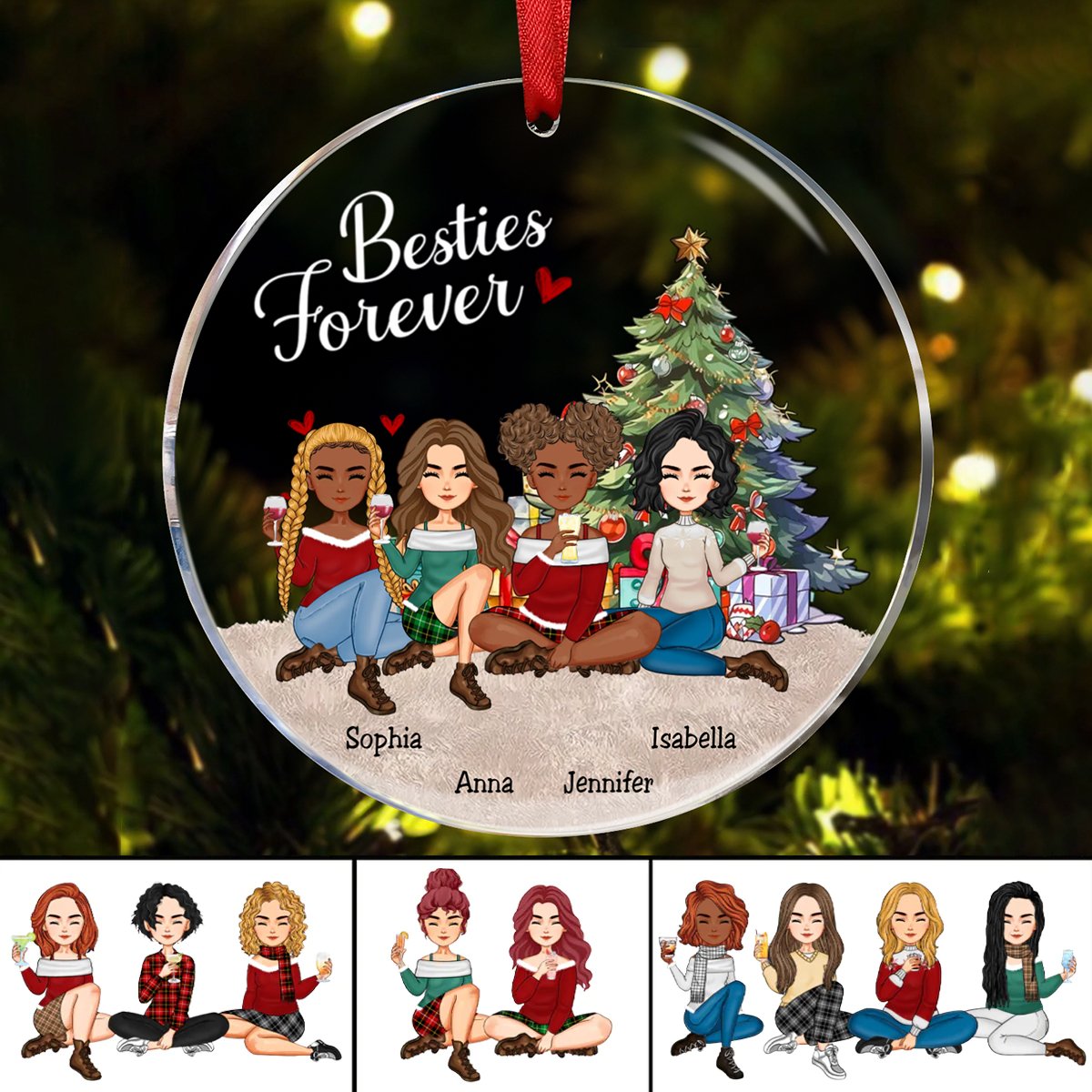 Besties - Besties Forever Ver 3 - Personalized Circle Ornament (VT) - Makezbright Gifts