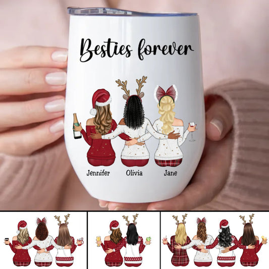 Besties - Besties Forever Ver 4 - Personalized Wine Tumbler (VT) - Makezbright Gifts