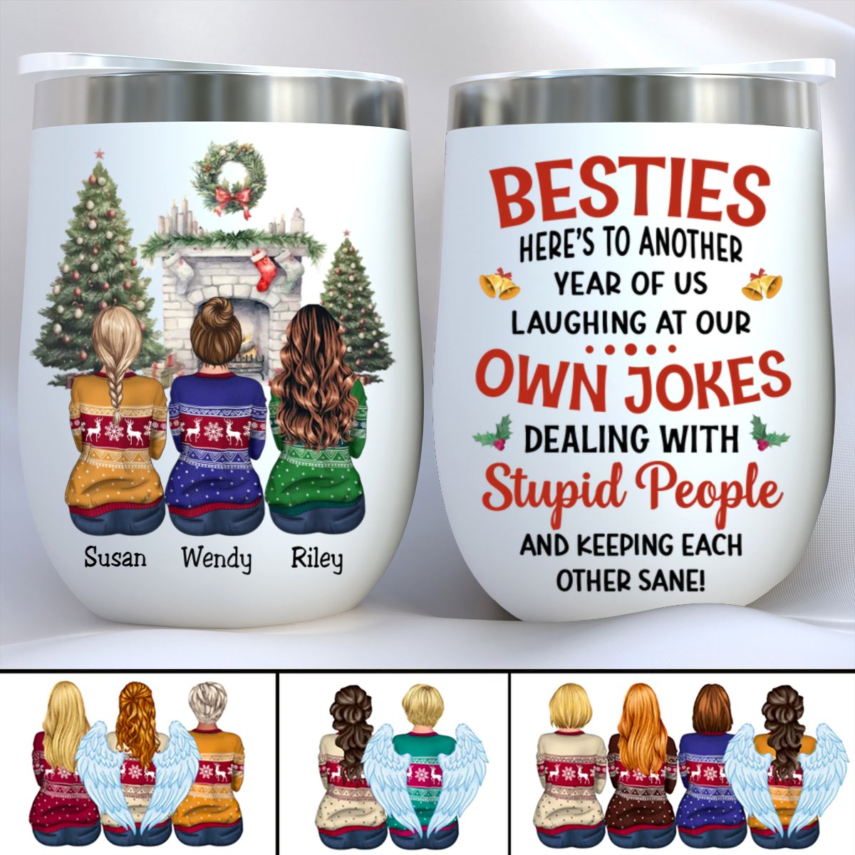 Besties - Besties Here's To Another Year Of Us... - Personalized Wine Tumbler - Makezbright Gifts