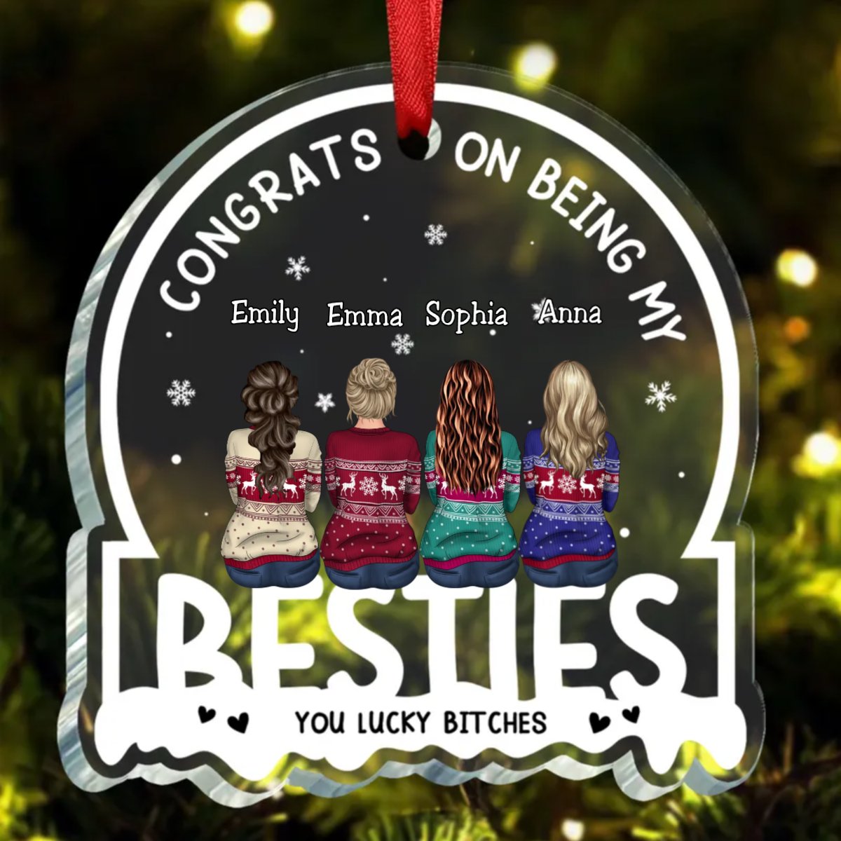 Besties - Congrats On Being My Besties - Personalized Acrylic Ornament - Makezbright Gifts