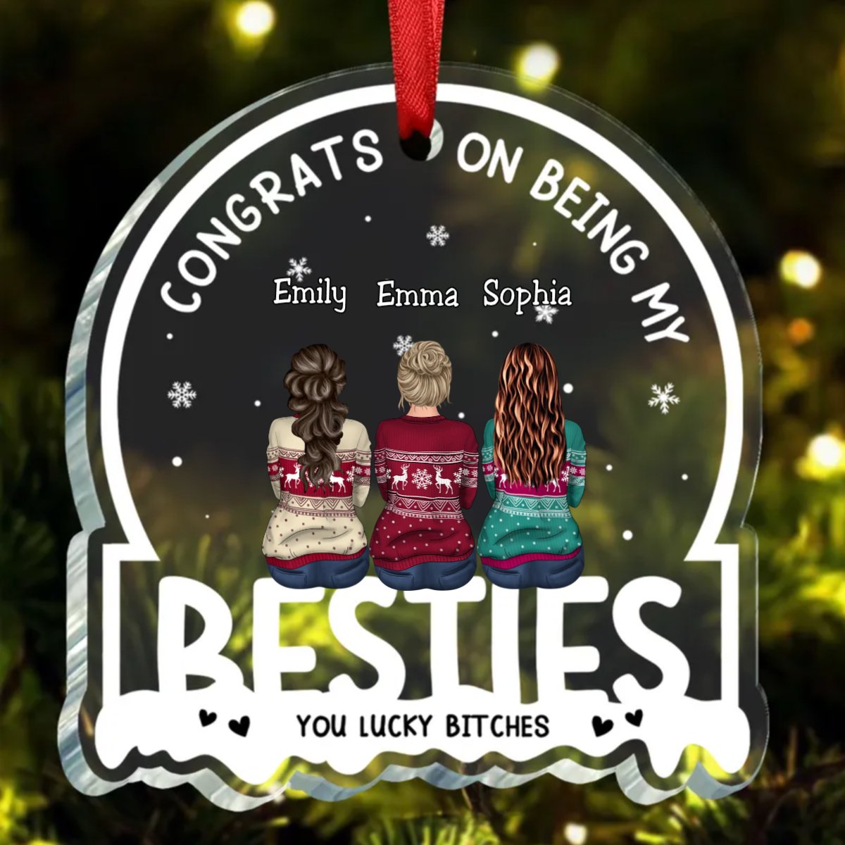 Besties - Congrats On Being My Besties - Personalized Acrylic Ornament - Makezbright Gifts