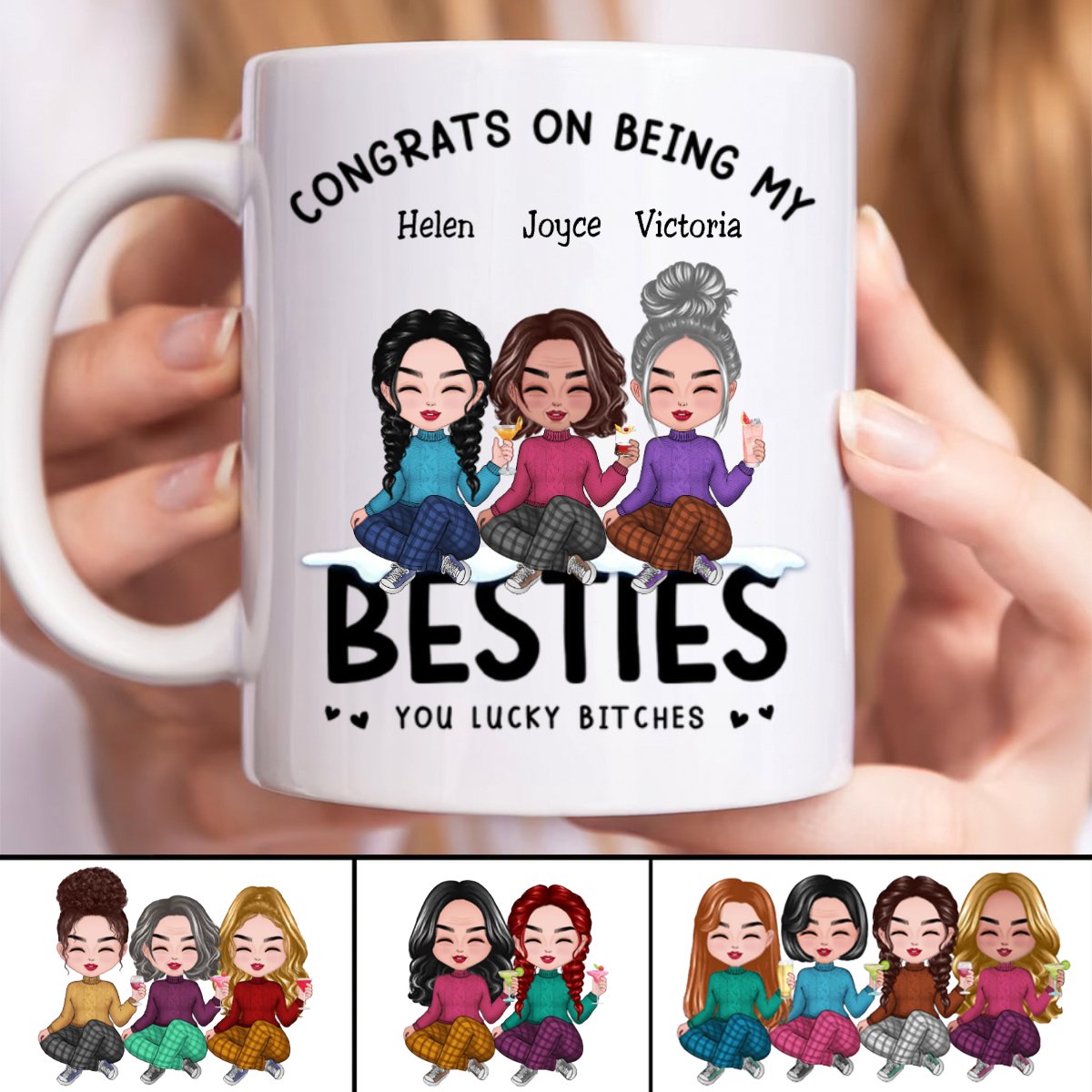 Besties - Congrats On Being My Besties - Personalized Mug (LH) - Makezbright Gifts