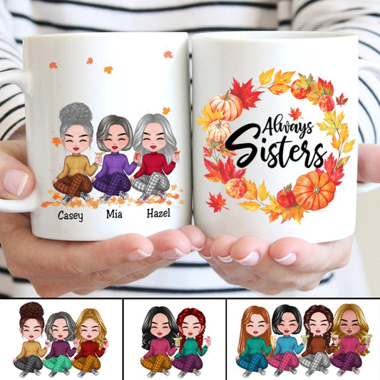 Besties - Fall Season Wreath Pretty Girls - Personalized Mug - Makezbright Gifts