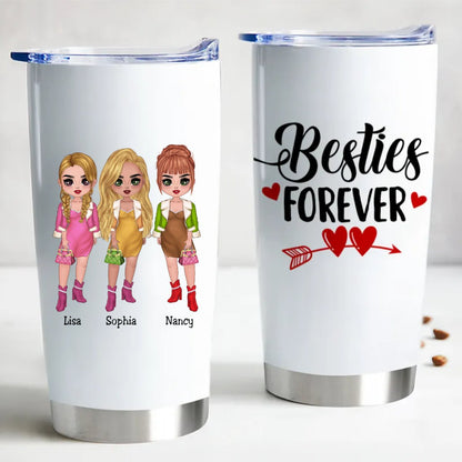 Besties Forever 20oz Custom Insulated Tumbler - Makezbright Gifts