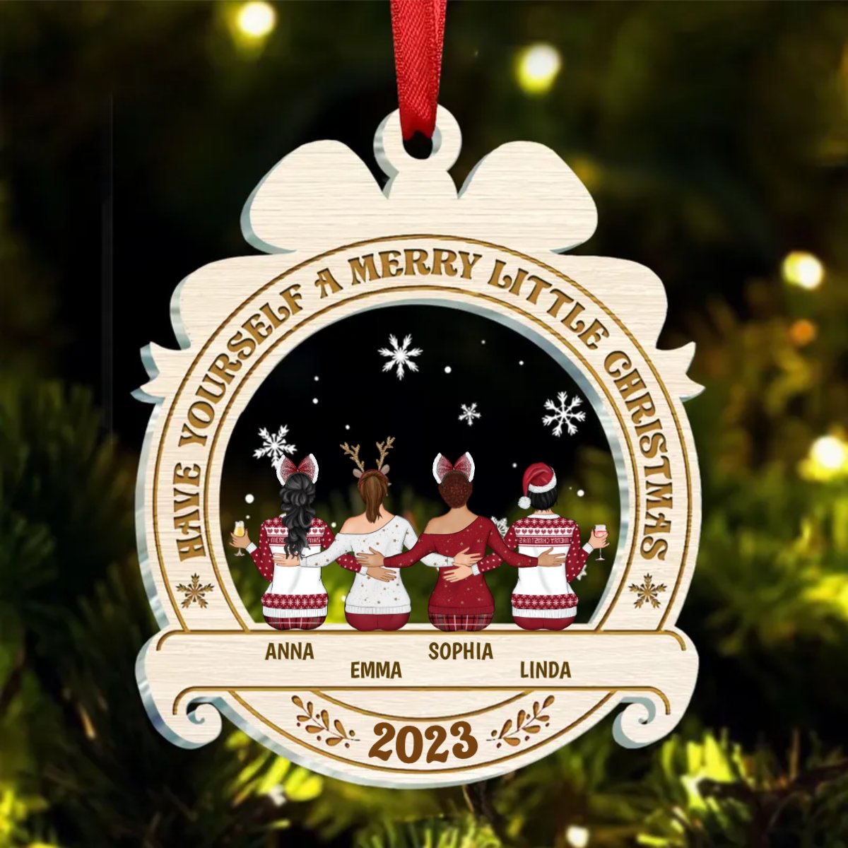 Besties - Have Yourself A Merry Little Christmas - Personalized Acrylic Ornament - Makezbright Gifts