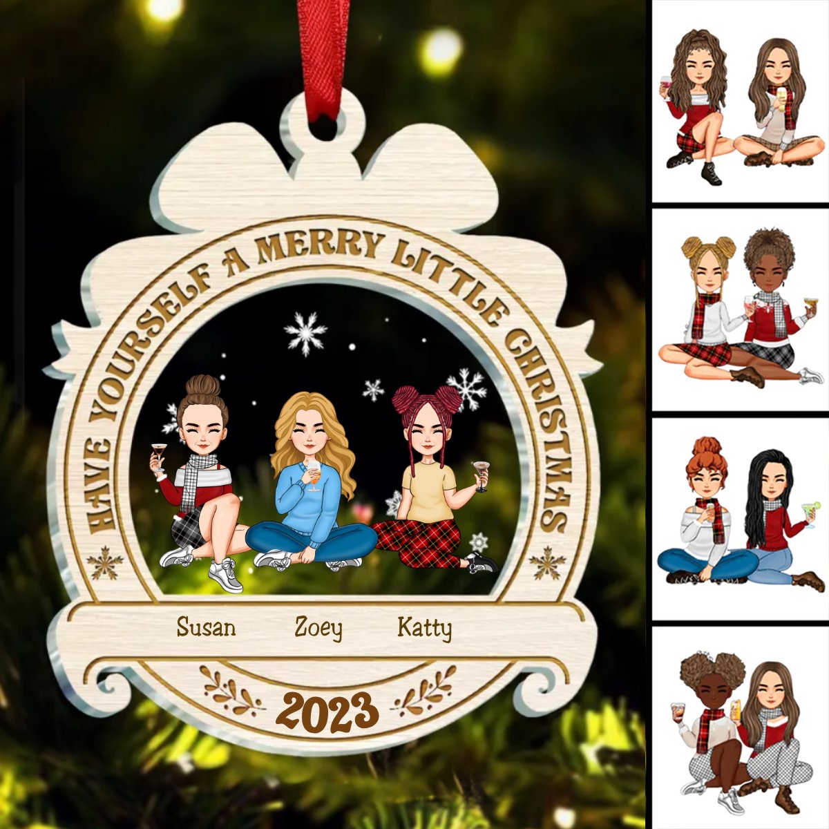 Besties - Have Yourself A Merry Little Christmas - Personalized Transparent Ornament - Makezbright Gifts