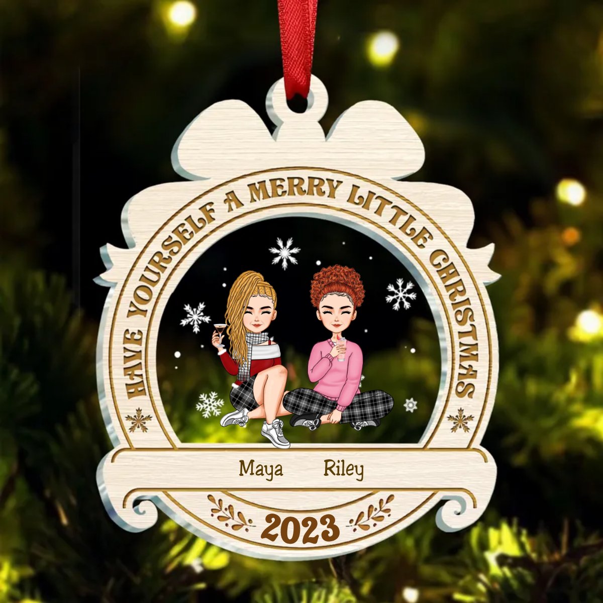 Besties - Have Yourself A Merry Little Christmas - Personalized Transparent Ornament - Makezbright Gifts