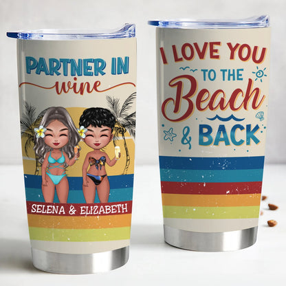 Besties - I Love You To The Beach And Back - Personalized Tumbler - Makezbright Gifts