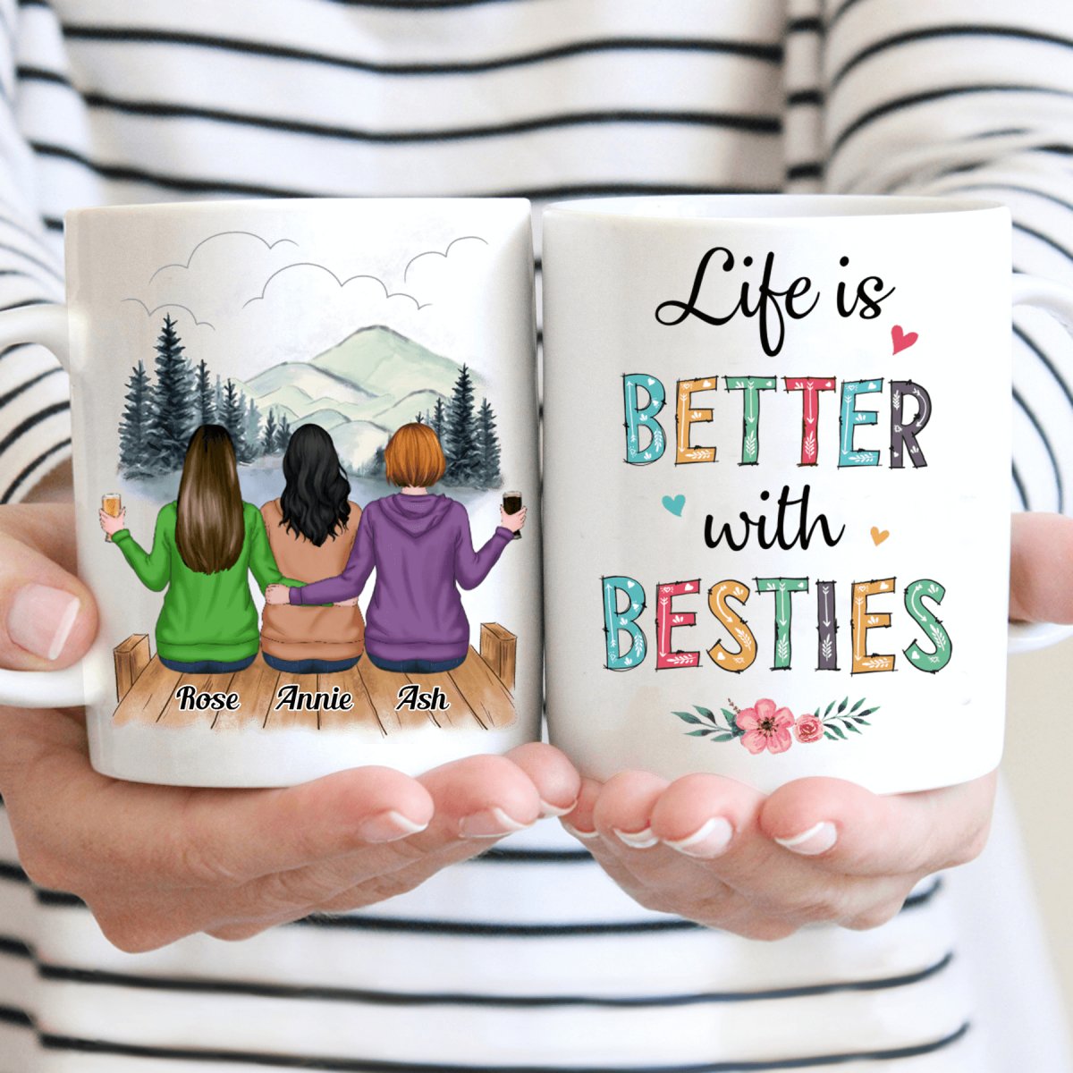 Besties - Life Is Better With Besties - Personalized Mug - Makezbright Gifts