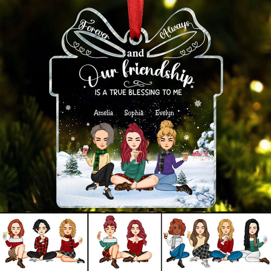 Besties - Our Friendship Is A True Blessing To Me - Personalized Acrylic Ornament - Makezbright Gifts