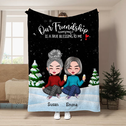 Besties - Our Friendship Is A True Blessing To Me - Personalized Blanket (TT) - Makezbright Gifts