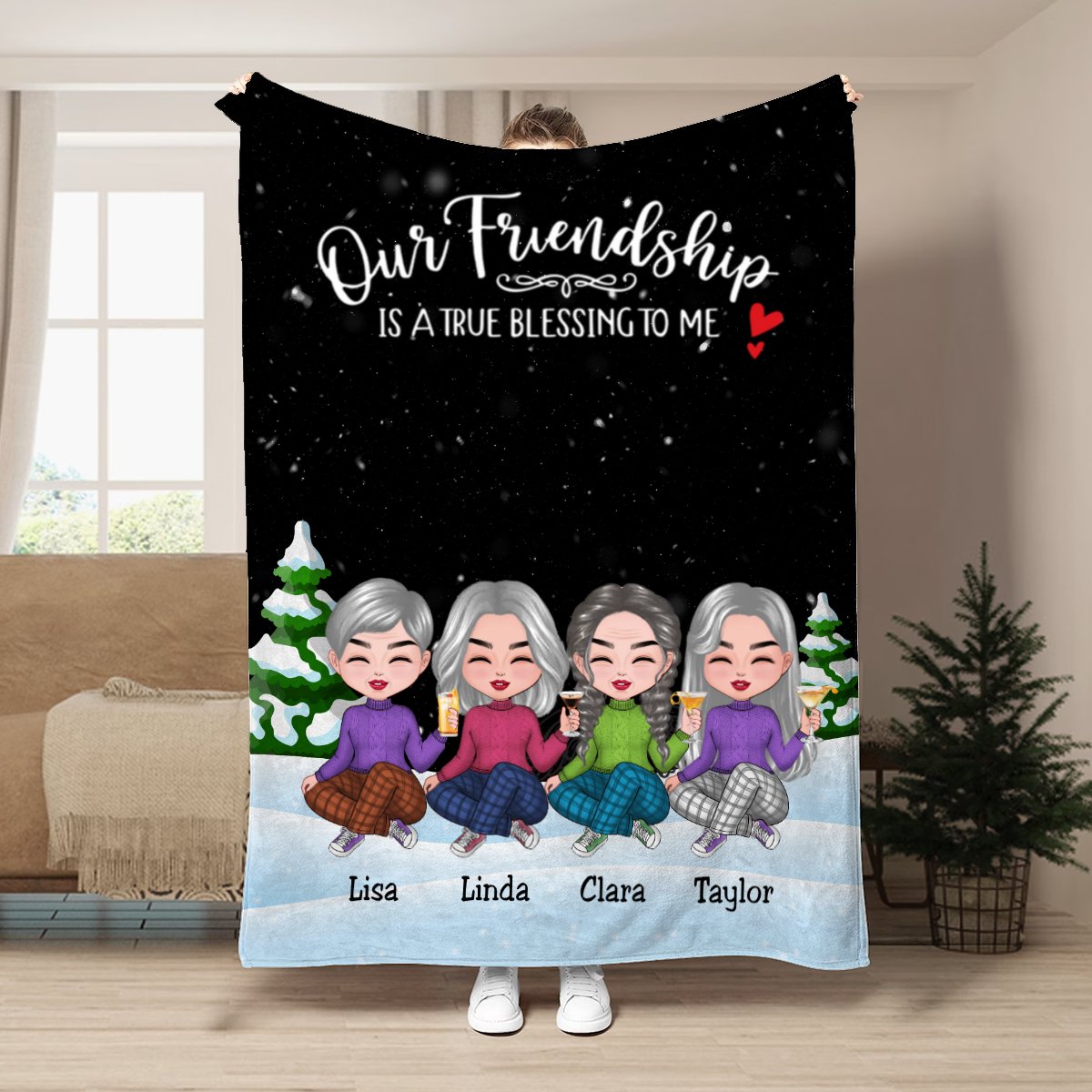 Besties - Our Friendship Is A True Blessing To Me - Personalized Blanket (TT) - Makezbright Gifts