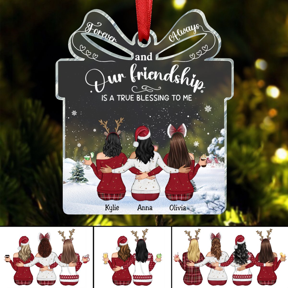 Besties - Our Friendship is a True Blessing to me - Personalized Transparent Ornament - Makezbright Gifts