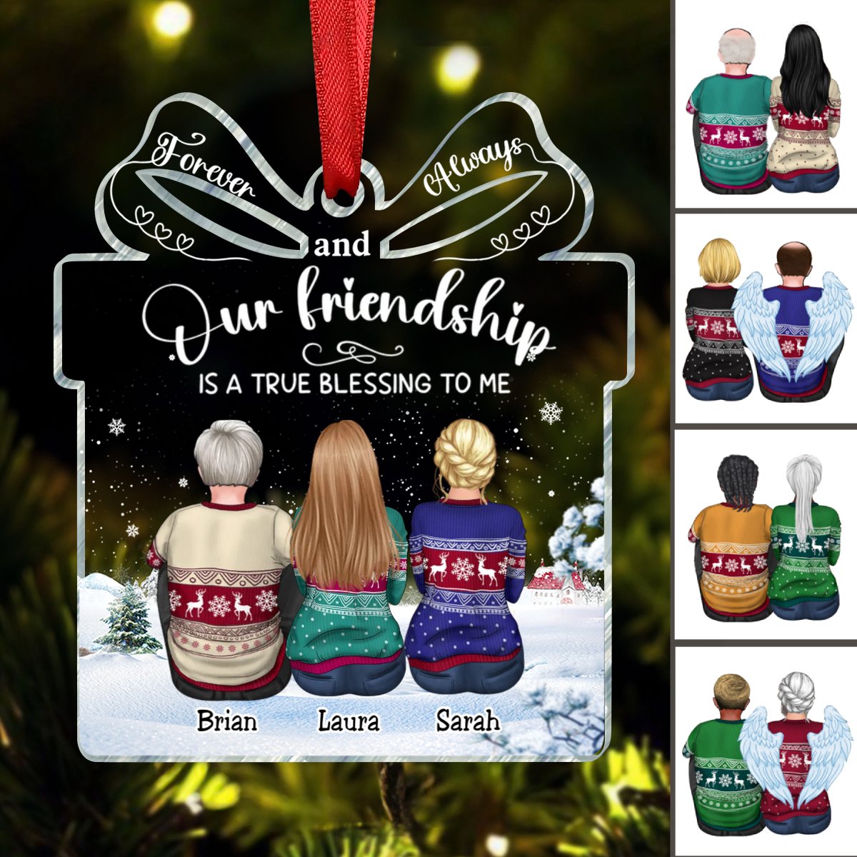 Besties - Our Friendship is a True Blessing to me - Personalized Transparent Ornament (V2) - Makezbright Gifts