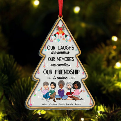 Besties - Our Laughs Are Limitless Our Memories Are Countless Our Friendship Is Endless - Personalized Acrylic Ornament - Makezbright Gifts