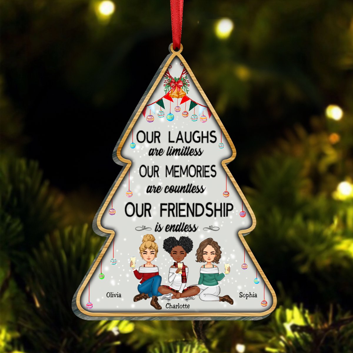 Besties - Our Laughs Are Limitless Our Memories Are Countless Our Friendship Is Endless - Personalized Acrylic Ornament - Makezbright Gifts