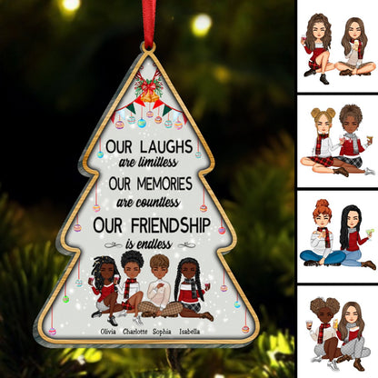 Besties - Our Laughs Are Limitless Our Memories Are Countless Our Friendship Is Endless - Personalized Acrylic Ornament - Makezbright Gifts