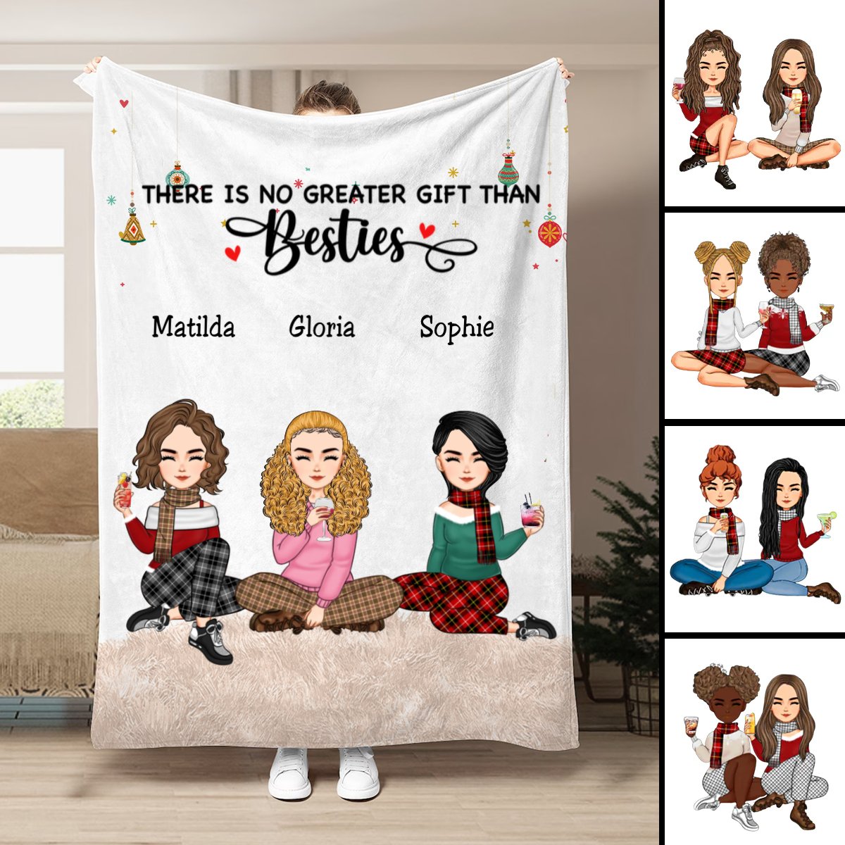 Besties - There Is No Greater Gift Than Besties - Personalized Blanket - Makezbright Gifts