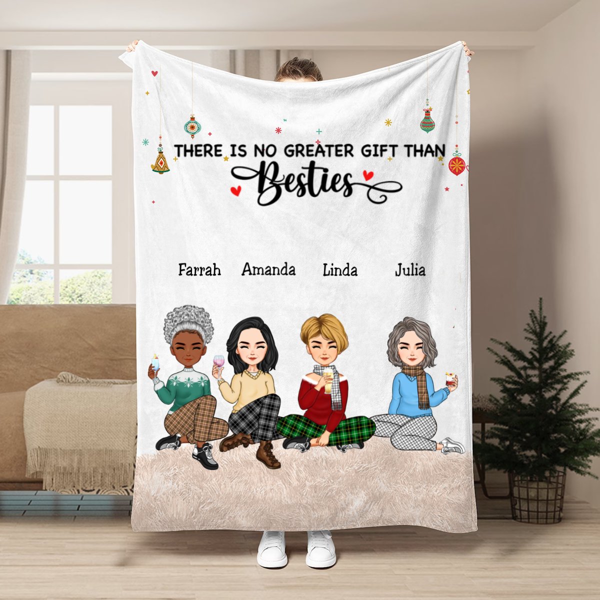 Besties - There Is No Greater Gift Than Besties - Personalized Blanket - Makezbright Gifts