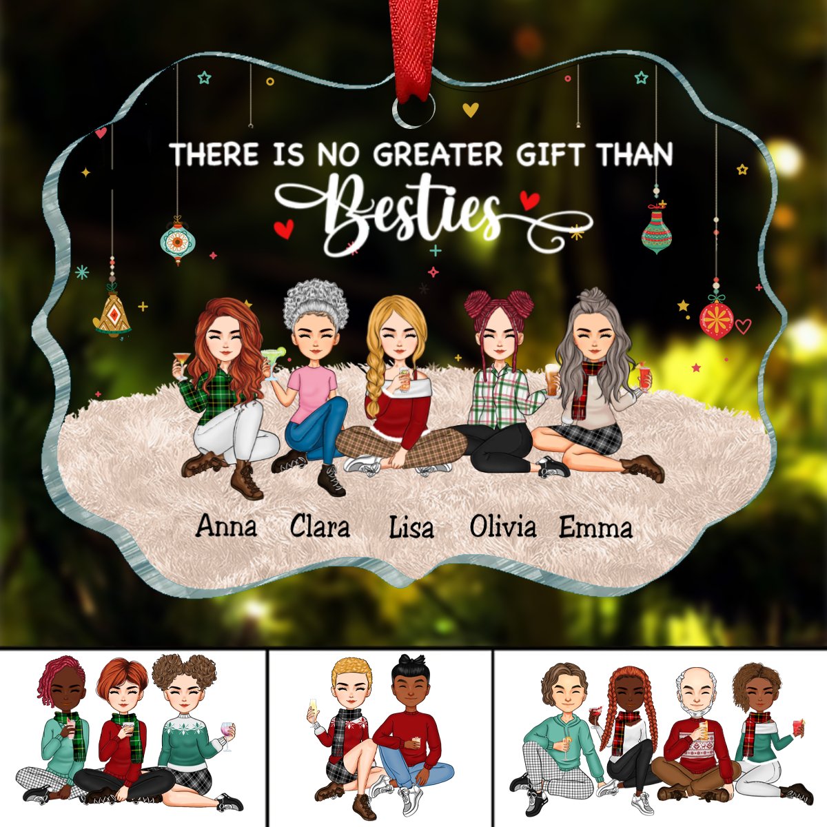 Besties - There Is No Greater Gift Than Besties - Personalized Transparent Ornament (NM) - Makezbright Gifts