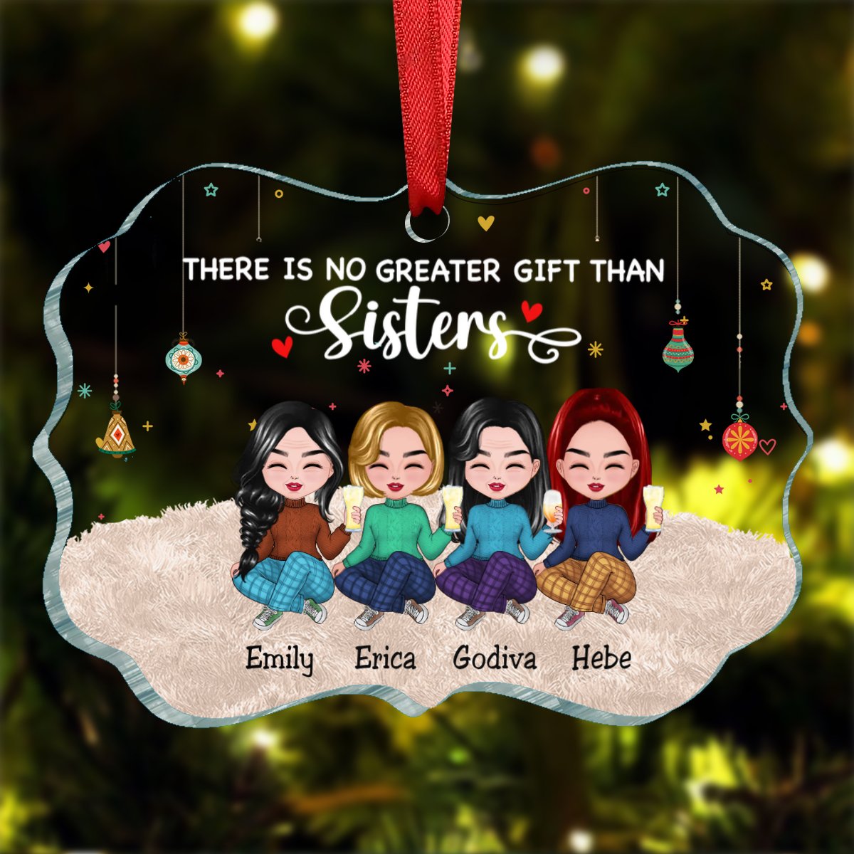 Besties - There Is No Greater Gift Than Besties - Personalized Transparent Ornament V3 - Makezbright Gifts