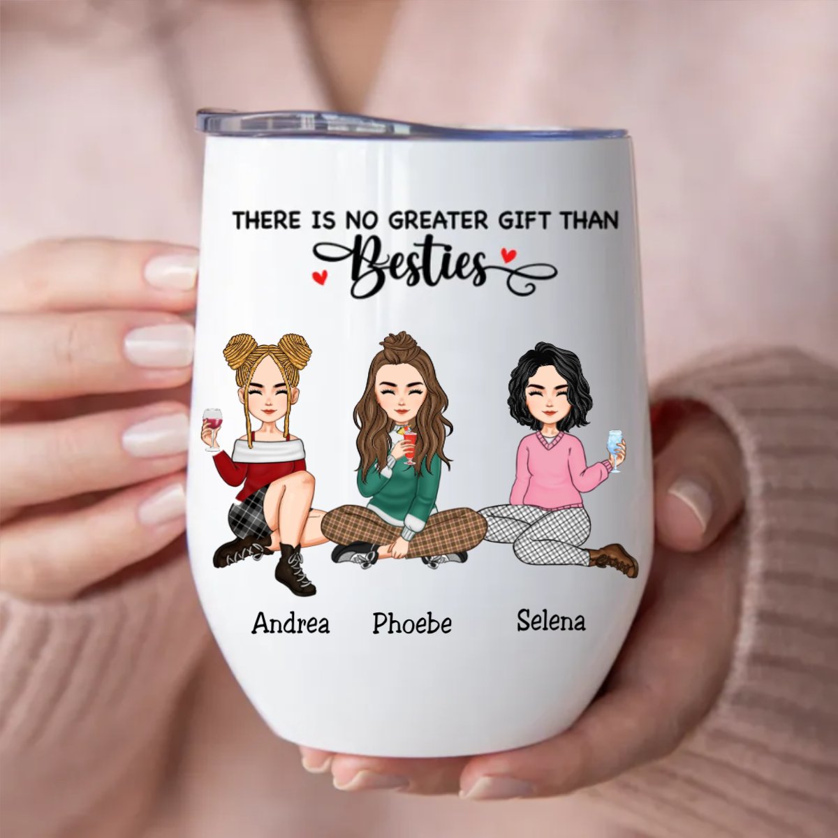 Besties - There Is No Greater Gift Than Besties - Personalized Wine Tumbler (HN) - Makezbright Gifts