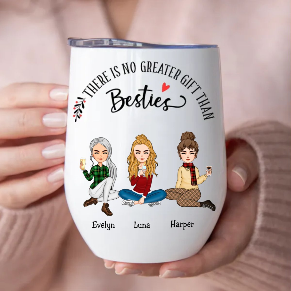 Besties - There Is No Greater Gift Than Besties - Personalized Wine Tumbler (NM) - Makezbright Gifts