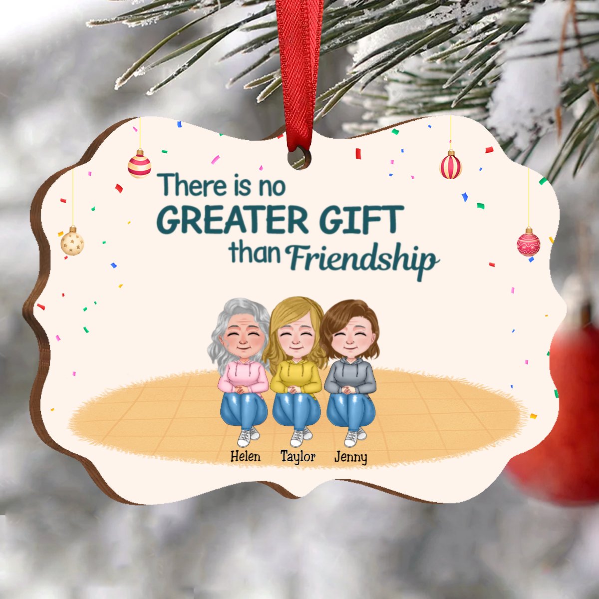 Besties - There Is No Greater Gift Than Friendship - Personalized Ornament (Ver 2) - Makezbright Gifts