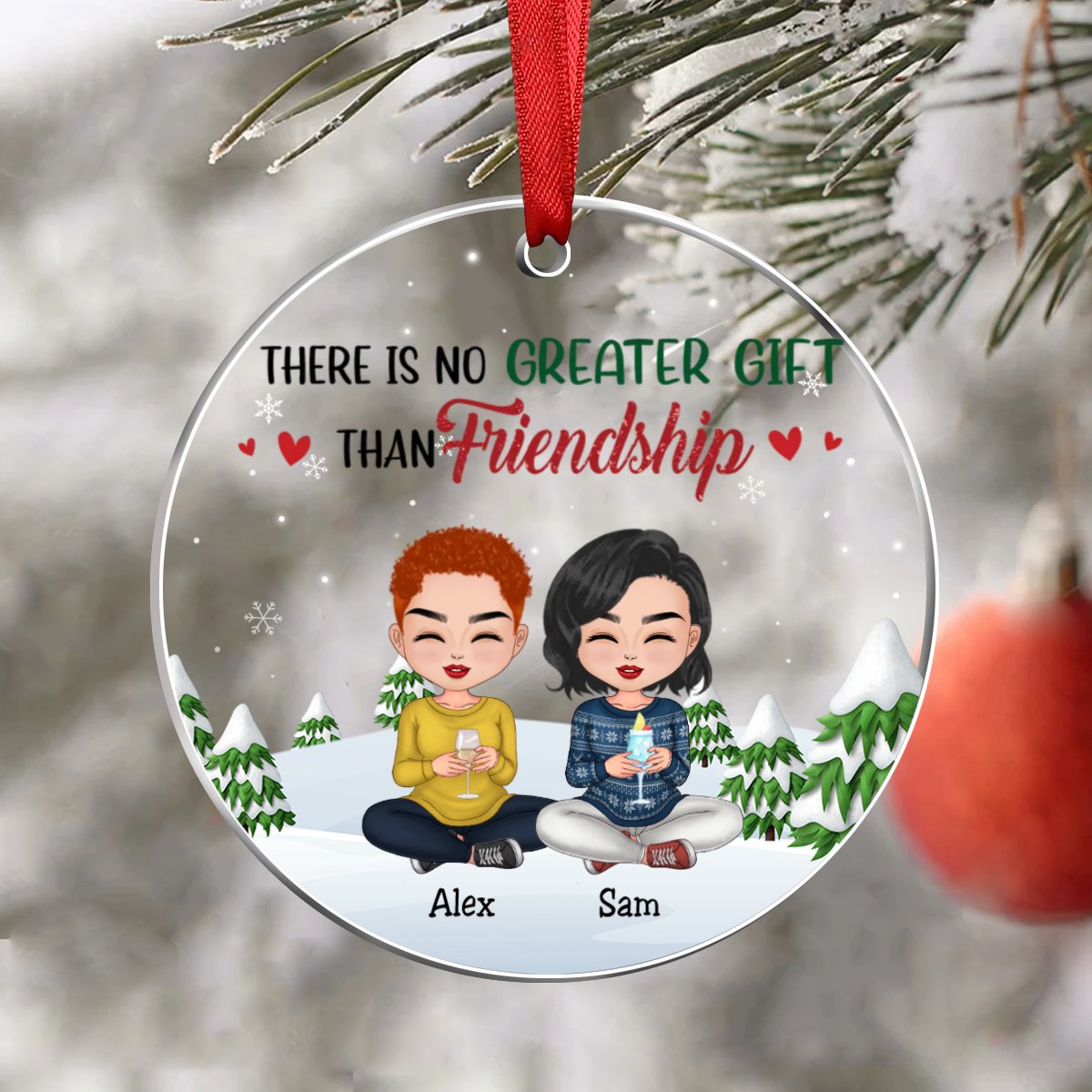 Besties - There Is No Greater Gift Than Friendship - Personalized Transparent Ornament (Ver 2) - Makezbright Gifts