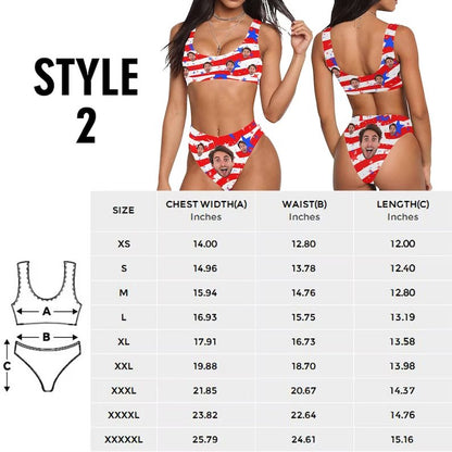 Bikini - Face bathing Suits for Women - Personalized Bikini Swimsuit - Makezbright Gifts