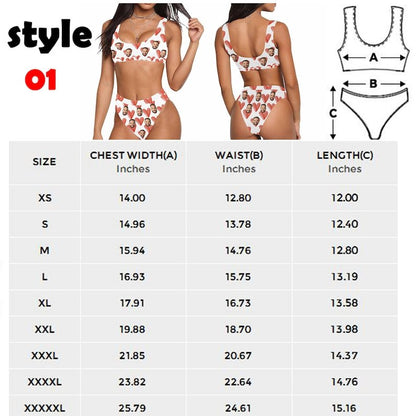 Bikini - Personalized Women's Swimsuit With Funny Faces And Patterns - Personalized Bikini Swimsuit - Makezbright Gifts