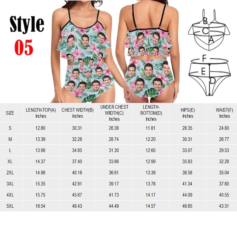 Bikini - Personalized Women's Swimsuit With Funny Faces And Patterns - Personalized Bikini Swimsuit - Makezbright Gifts