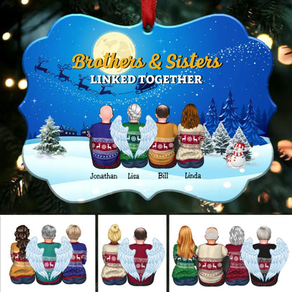 Brothers And Sisters Linked Together - Personalized Christmas Ornament (Moon) - Makezbright Gifts