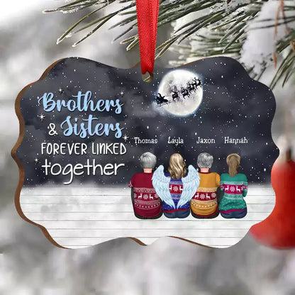 Brothers & Sister Forever Linked Together - Personalized Christmas Ornament (VER4) - Makezbright Gifts