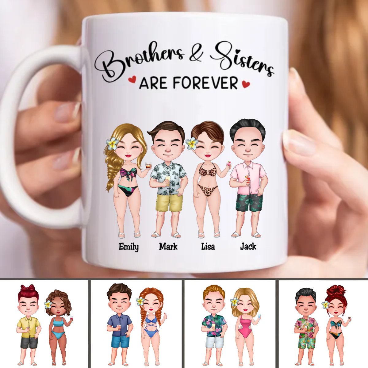 Brothers & Sisters - Brothers & Sisters Are Forever - Personalized Mug - Makezbright Gifts