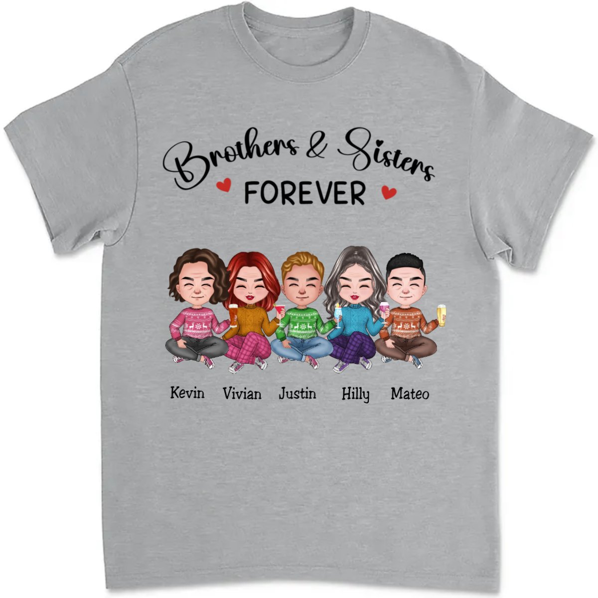 Brothers & Sisters - Brothers & Sisters Forever - Personalized T - Shirt (TB) - Makezbright Gifts