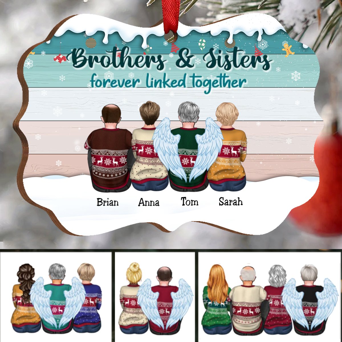 Brothers & Sisters Forever Linked Together - Personalized Christmas Ornament (Ver3) - Makezbright Gifts