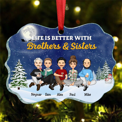 Brothers & Sisters - Life Is Better With Sisters - Personalized Acrylic Ornament - Makezbright Gifts