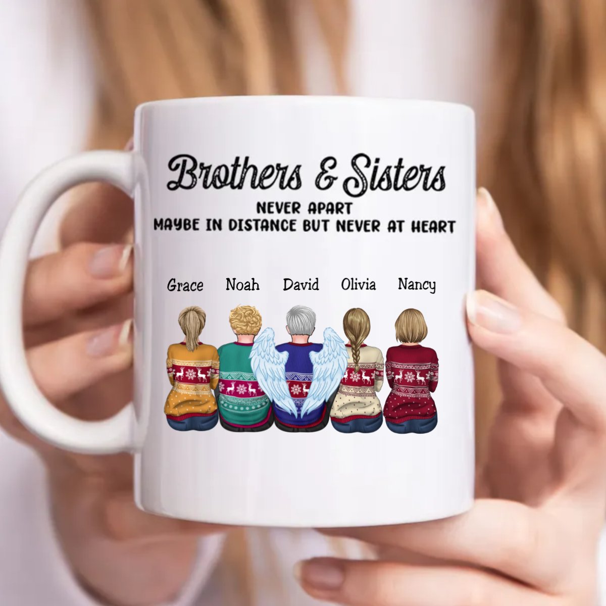 Brothers & Sisters Never Apart Maybe In Distance But Never At Heart - Personalized Mug (NN) - Makezbright Gifts