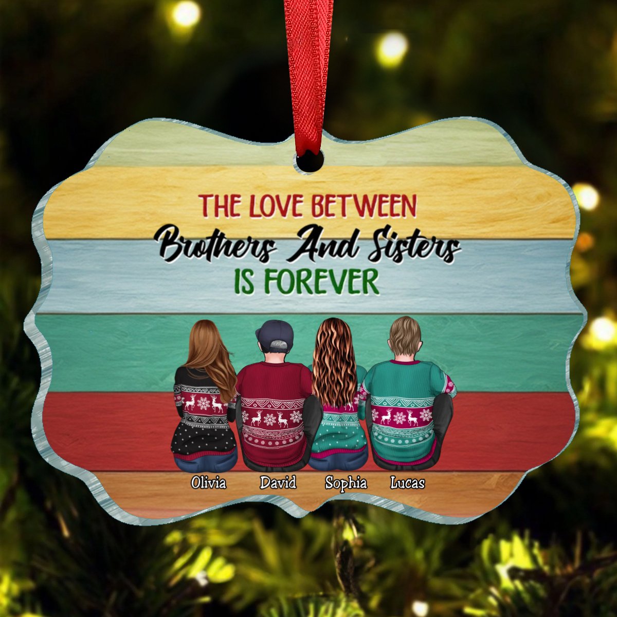 Brothers & Sisters - The Love Between Brothes & Sisters Is Forever - Personalized Ornament - Makezbright Gifts