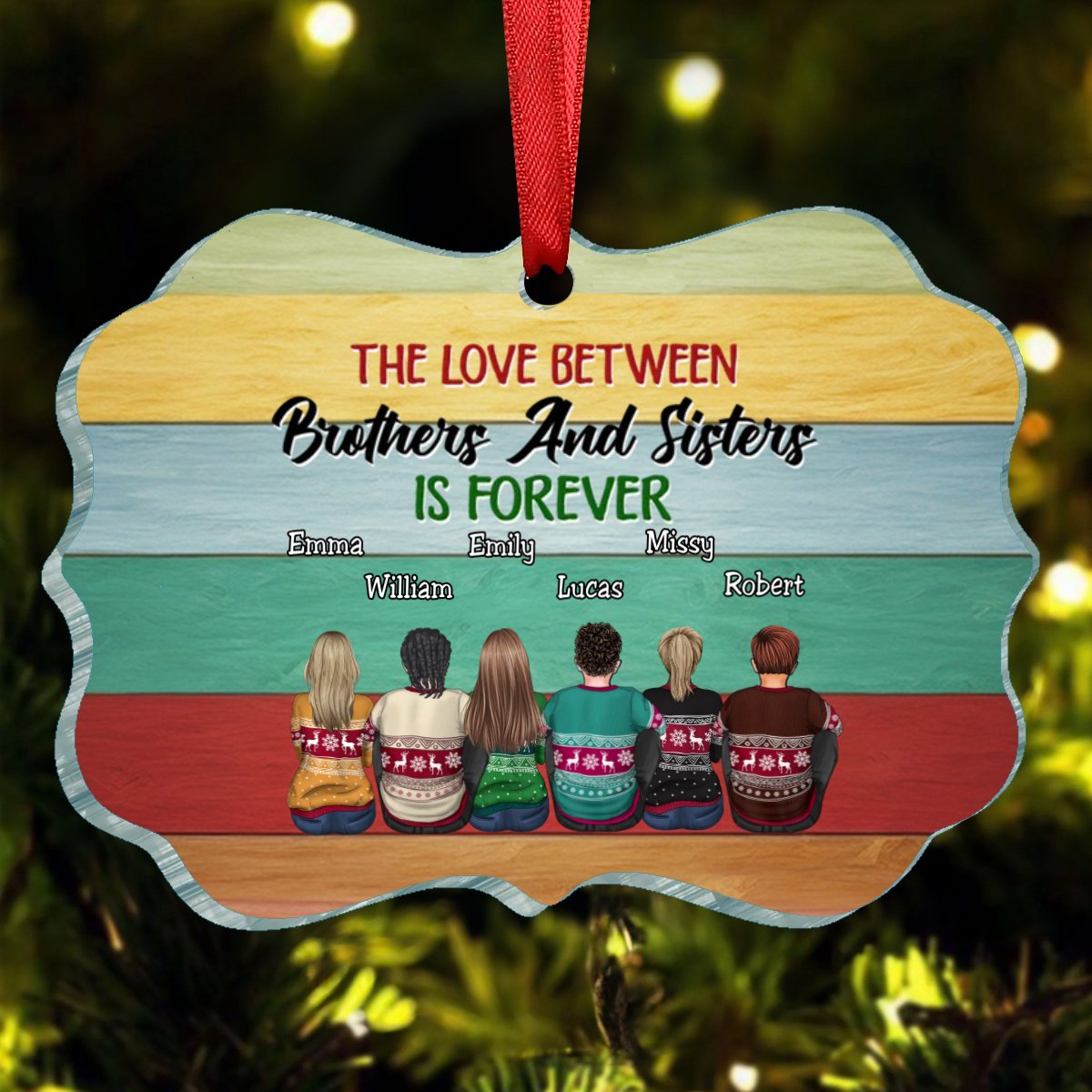 Brothers & Sisters - The Love Between Brothes & Sisters Is Forever - Personalized Ornament - Makezbright Gifts