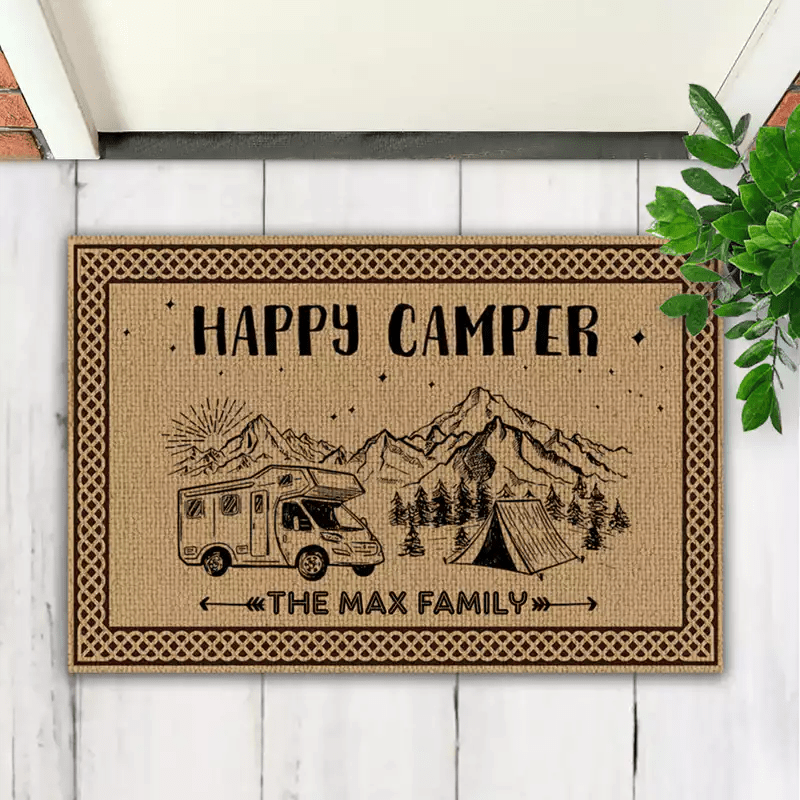 Camper - Happy Campers Camping - Personalized Doormat - Makezbright Gifts