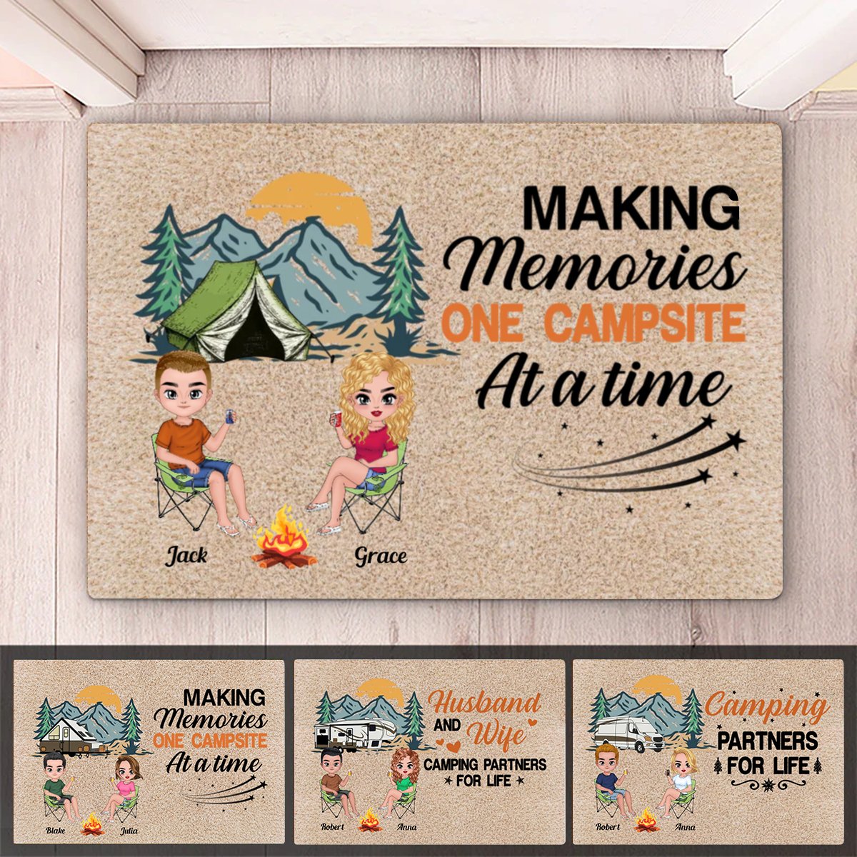 Camper - Making Memories One Campsite At A Time - Personalized Doormat - Makezbright Gifts