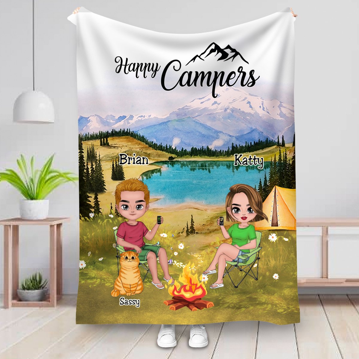 Campers - Happy Campers - Personalized Blanket - Makezbright Gifts