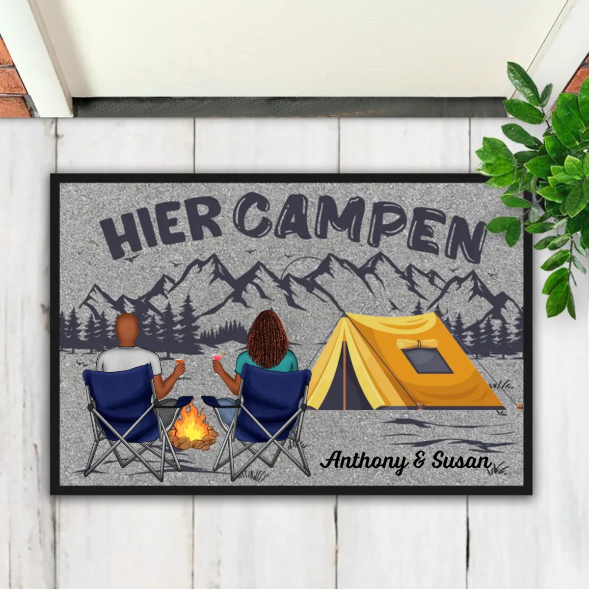 Camping Lovers - Hier Campen - Personalized Doormat - Makezbright Gifts